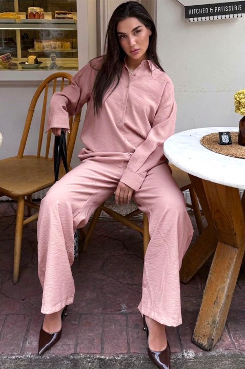 Ležeran ženski komplet široka košulja i pantalone KYLARELA PINK, Boja: roze, IVET.RS - Nova Kolekcija