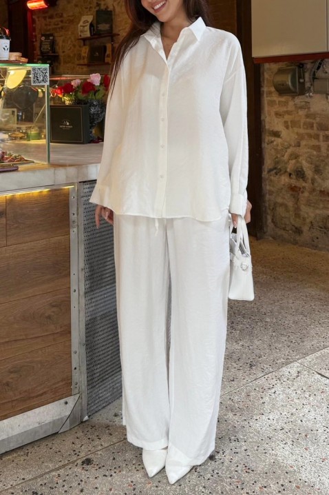 Ležeran ženski komplet široka košulja i pantalone KYLARELA WHITE, Boja: bela, IVET.RS - Nova Kolekcija