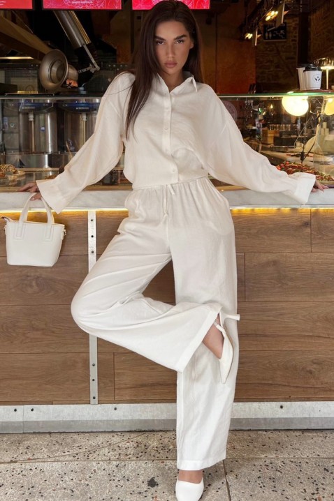 Ležeran ženski komplet široka košulja i pantalone KYLARELA WHITE, Boja: bela, IVET.RS - Nova Kolekcija