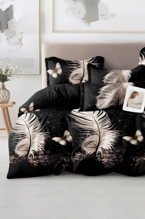 Elegantni komplet posteljine za spavaću sobu od četiri dela FETERA 180x200 cm, Boja: crna, IVET.RS - Nova Kolekcija