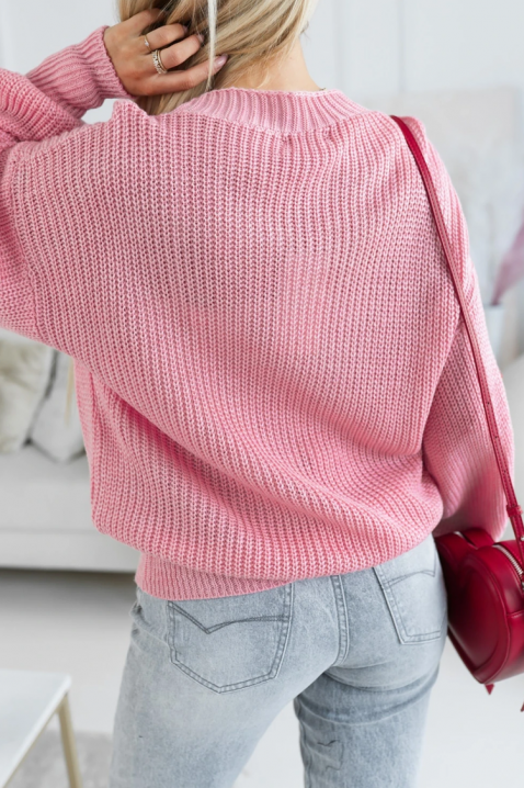 Pletena ženska vesta sa ukrasnim trešnjama SOREVINA PINK, Boja: roze, IVET.RS - Nova Kolekcija