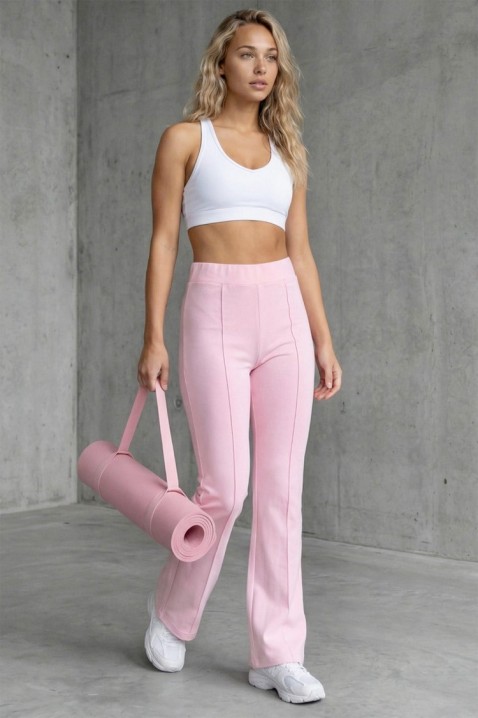Elastične ženske pantalone sa blago širokim nogavicama ELVARIA PINK, Boja: roze, IVET.RS - Nova Kolekcija