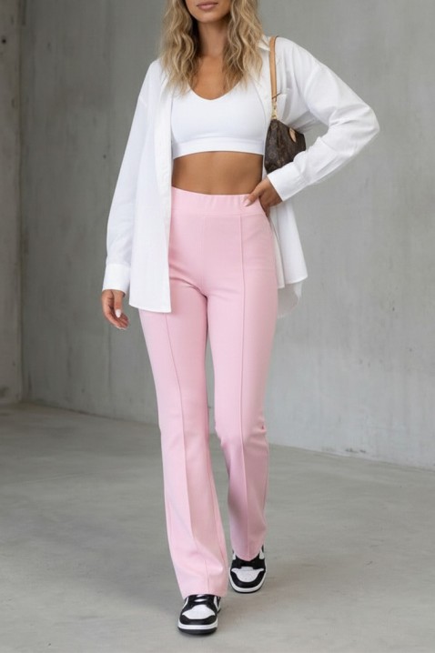 Elastične ženske pantalone sa blago širokim nogavicama ELVARIA PINK, Boja: roze, IVET.RS - Nova Kolekcija