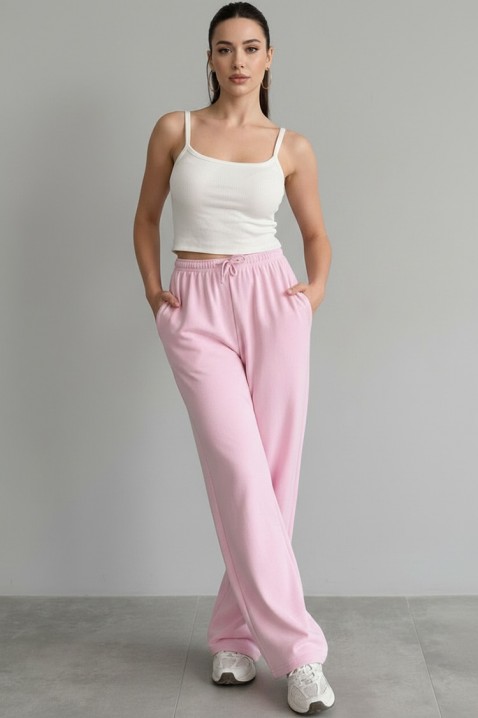 Ženske široke pantalone sa vezicom i slobodnom siluetom MIRAVELA PINK, Boja: roze, IVET.RS - Nova Kolekcija