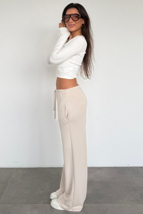 Ženske široke pantalone sa vezicom i slobodnom siluetom MIRAVELA BEIGE, Boja: bež, IVET.RS - Nova Kolekcija