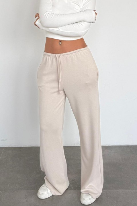 Ženske široke pantalone sa vezicom i slobodnom siluetom MIRAVELA BEIGE, Boja: bež, IVET.RS - Nova Kolekcija