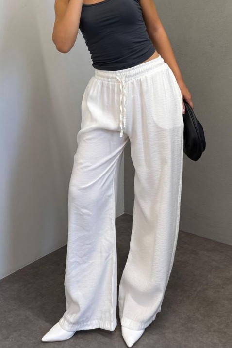 Lagane široke ženske pantalone sa elastičnim strukom LARENTIA WHITE, Boja: bela, IVET.RS - Nova Kolekcija