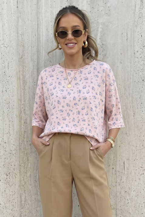 Ženska bluza sa cvetnim printom i slobodnim krojem VELIMINA PINK, Boja: roze, IVET.RS - Nova Kolekcija