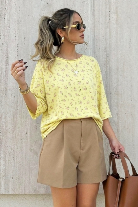 Ženska bluza sa cvetnim printom i slobodnim krojem VELIMINA YELLOW, Boja: žuta, IVET.RS - Nova Kolekcija