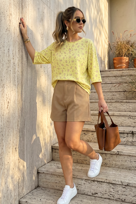 Ženska bluza sa cvetnim printom i slobodnim krojem VELIMINA YELLOW, Boja: žuta, IVET.RS - Nova Kolekcija