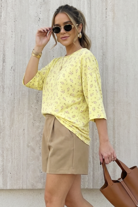 Ženska bluza sa cvetnim printom i slobodnim krojem VELIMINA YELLOW, Boja: žuta, IVET.RS - Nova Kolekcija