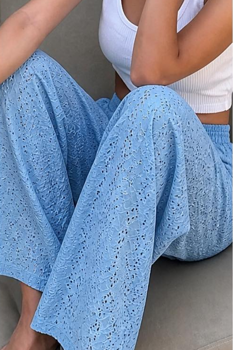 Ženske pantalone slobodnog kroja i ažurnog veza MORIALZA BLUE, Boja: plava, IVET.RS - Nova Kolekcija