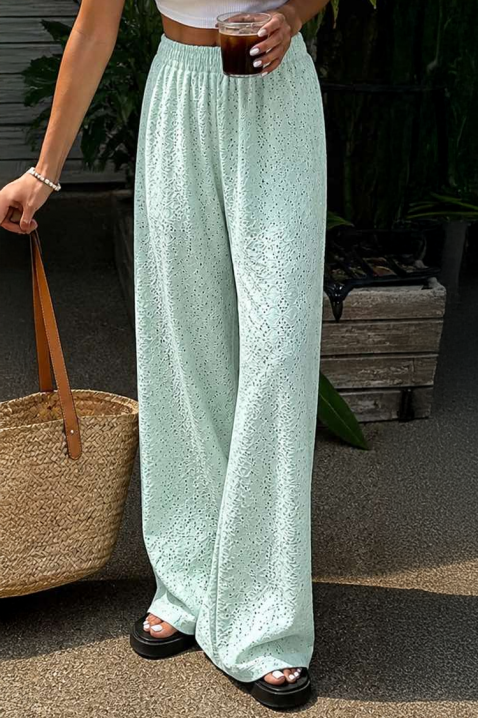 Ženske pantalone slobodnog kroja i ažurnog veza MORIALZA MINT, Boja: menta, IVET.RS - Nova Kolekcija
