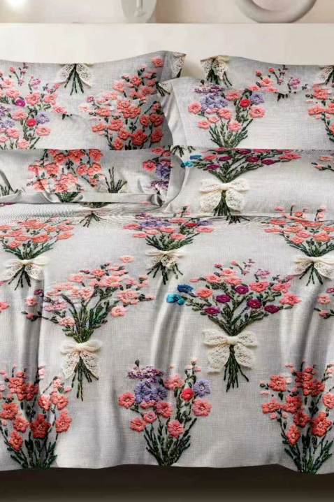 Stilski komplet posteljine za spavaću sobu od četiri dela sa cvetnim dizajnom NESIMA 200x220 cm, Boja: višebojna, IVET.RS - Nova Kolekcija
