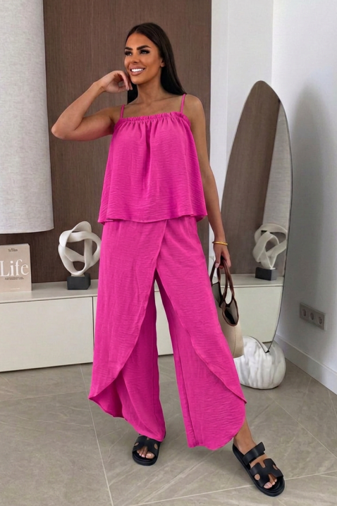 Ležeran ženski komplet top i široke pantalone MALENTA FUCHSIA, Boja: fuksija, IVET.RS - Nova Kolekcija