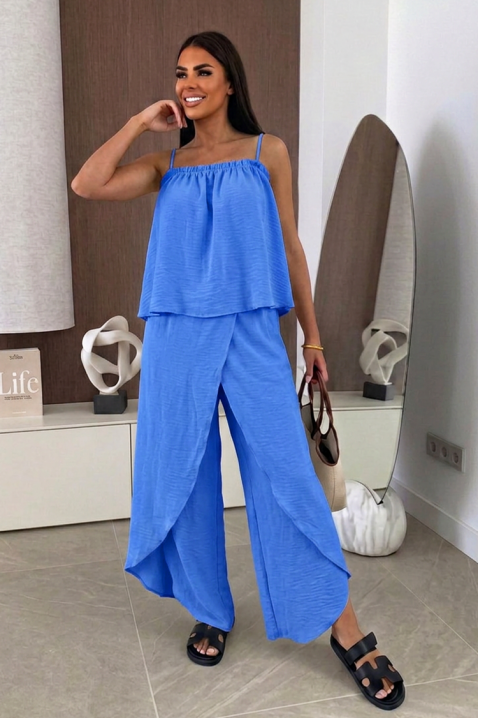 Ležeran ženski komplet top i široke pantalone MALENTA BLUE, Boja: plava, IVET.RS - Nova Kolekcija