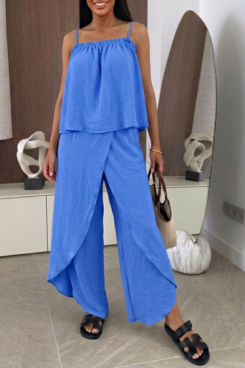 Ležeran ženski komplet top i široke pantalone MALENTA BLUE, Boja: plava, IVET.RS - Nova Kolekcija