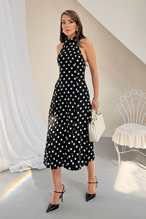 Ženska midi haljina sa tufnicama otvorenim leđima i elegantnom siluetom NOVENTRA BLACK, Boja: crna, IVET.RS - Nova Kolekcija