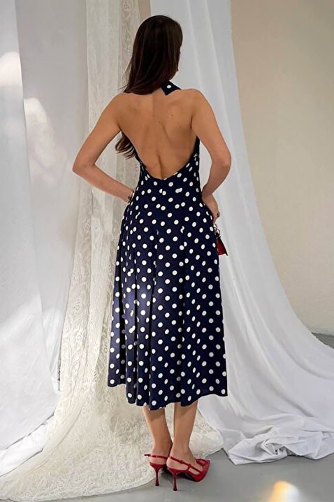 Ženska midi haljina sa tufnicama otvorenim leđima i elegantnom siluetom NOVENTRA NAVY, Boja: tamnoplava, IVET.RS - Nova Kolekcija