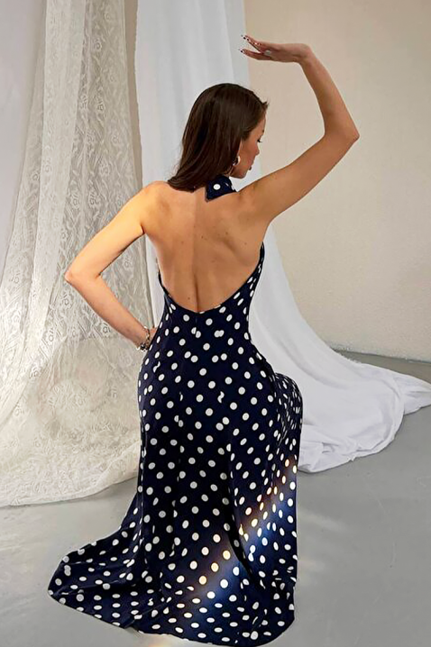 Ženska midi haljina sa tufnicama otvorenim leđima i elegantnom siluetom NOVENTRA NAVY, Boja: tamnoplava, IVET.RS - Nova Kolekcija