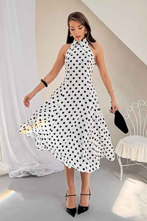 Ženska midi haljina sa tufnicama otvorenim leđima i elegantnom siluetom NOVENTRA WHITE, Boja: bela, IVET.RS - Nova Kolekcija