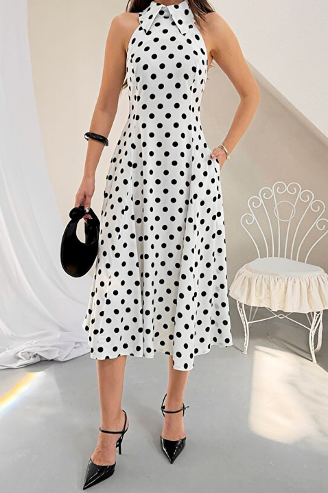 Ženska midi haljina sa tufnicama otvorenim leđima i elegantnom siluetom NOVENTRA WHITE, Boja: bela, IVET.RS - Nova Kolekcija