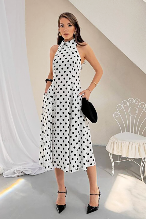Ženska midi haljina sa tufnicama otvorenim leđima i elegantnom siluetom NOVENTRA WHITE, Boja: bela, IVET.RS - Nova Kolekcija