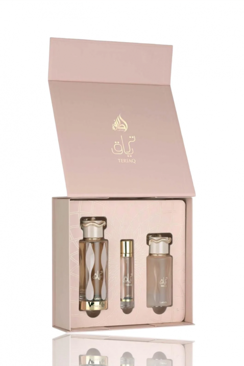 Unisex arapski komplet Lattafa Teriaq Edp 100 ml + Edp 12 ml + Hair Mist 50 mlIVET.RS - Nova Kolekcija