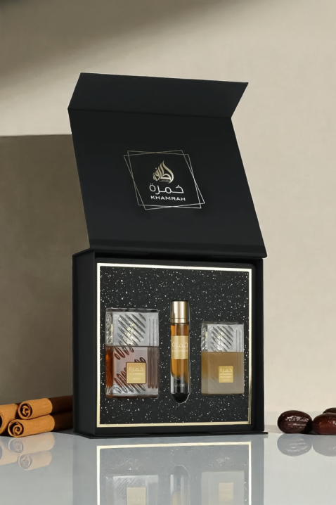 Unisex arapski komplet Lattafa Khamrah Edp 100 ml + Edp 12 ml + Hair Mist 50 mlIVET.RS - Nova Kolekcija