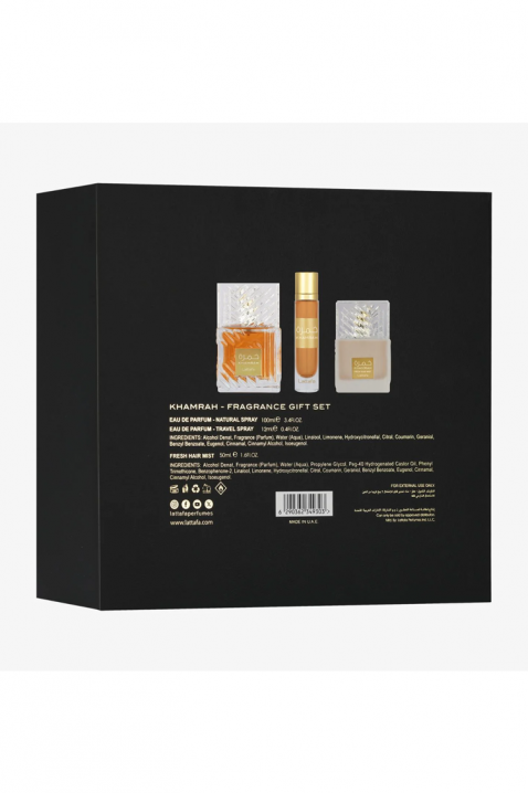 Unisex arapski komplet Lattafa Khamrah Edp 100 ml + Edp 12 ml + Hair Mist 50 mlIVET.RS - Nova Kolekcija