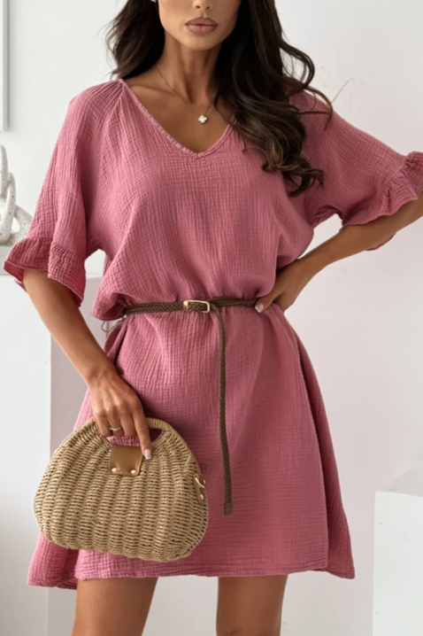 Lagana pamučna kratka haljina sa kaišem AMELINTA PINK, Boja: roze, IVET.RS - Nova Kolekcija