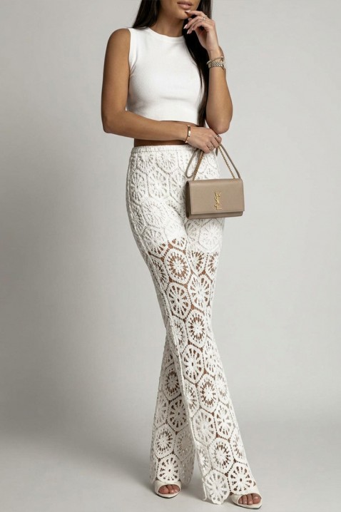 Pantalone sa visokim strukom i modernim delom LOREINZA WHITE, Boja: bela, IVET.RS - Nova Kolekcija