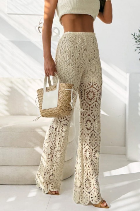 Pantalone sa visokim strukom i modernim delom LOREINZA ECRU, Boja: ecru, IVET.RS - Nova Kolekcija
