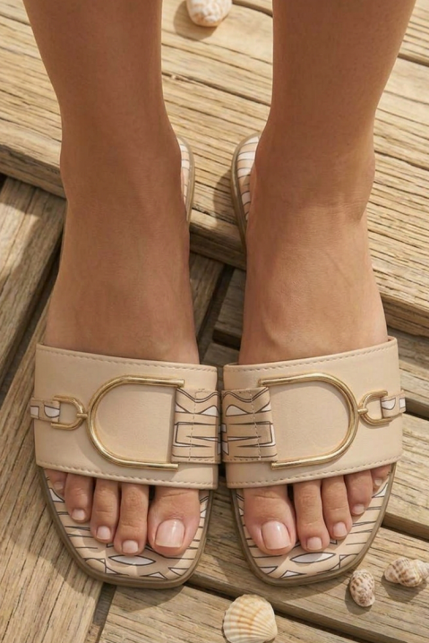 Ženske papuče sa metalnom kopčom VERONSIA BEIGE, Boja: bež, IVET.RS - Nova Kolekcija