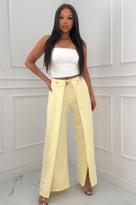 Elegantne ženske pantalone sa preklopom i visokim strukom RATIENA YELLOW, Boja: žuta, IVET.RS - Nova Kolekcija