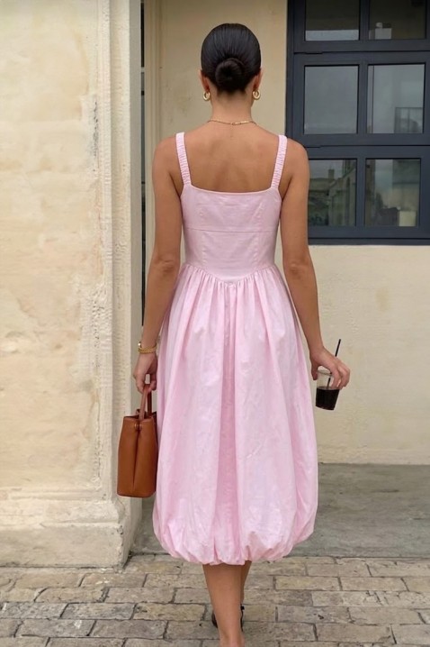 Pamučna midi haljina sa voluminoznom siluetom i čistim linijama AVALIA PINK, Boja: roze, IVET.RS - Nova Kolekcija