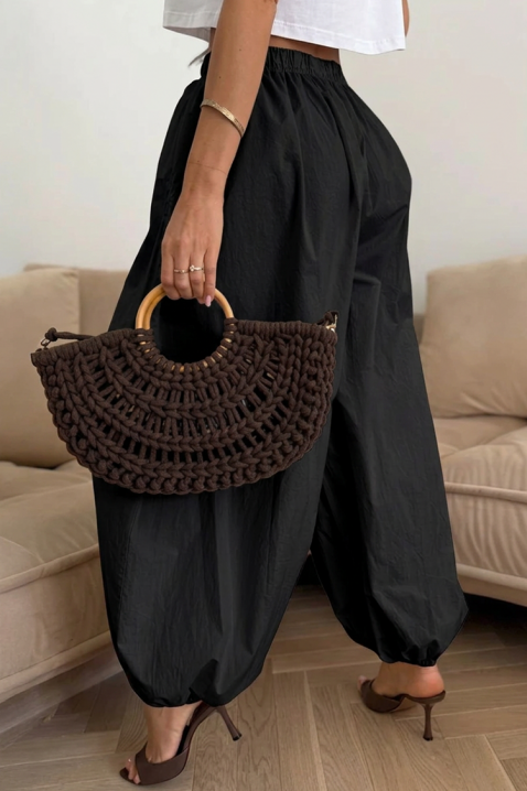Ženske pamučne balon pantalone sa elastičnim strukom NARIAZA BLACK, Boja: crna, IVET.RS - Nova Kolekcija