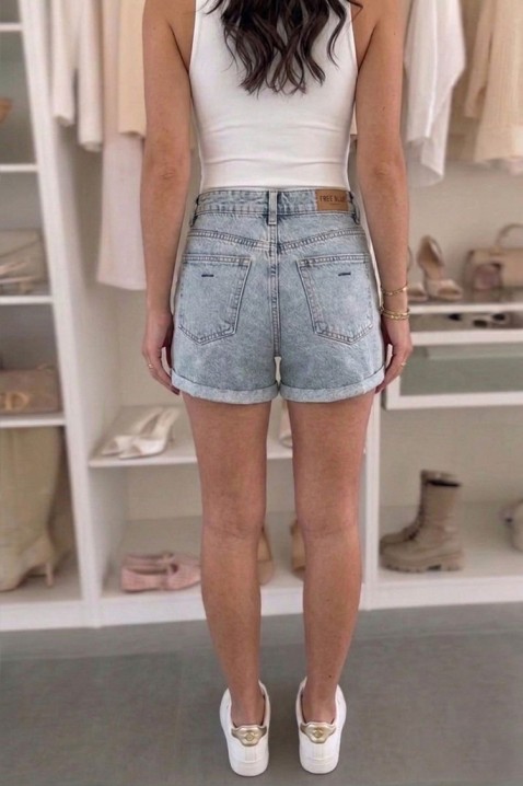 Mini suknja-pantalone od teksasa sa visokim strukom CRENINA, Boja: teksas, IVET.RS - Nova Kolekcija