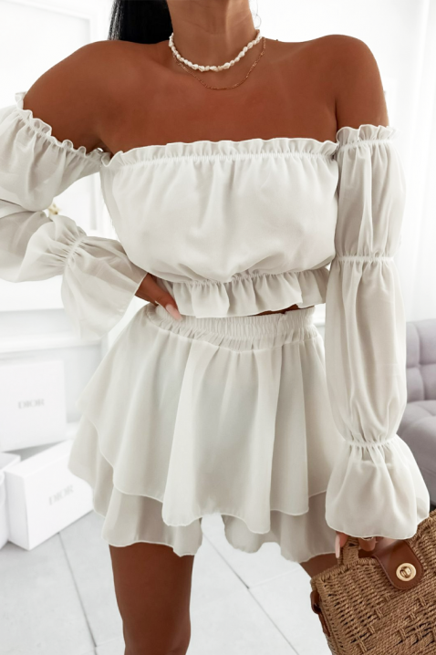 Ženski komplet top sa spuštenim ramenima i suknja-pantalone LORINANA WHITE, Boja: bela, IVET.RS - Nova Kolekcija