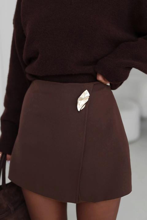 Kratka suknje-pantalone sa metalnim akcentom ALBALINA BROWN, Boja: braon, IVET.RS - Nova Kolekcija