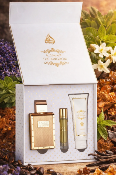 Muški arapski komplet Lattafa The Kingdom Men Edp 100 ml + Edp 12 ml + Shower Gel 100 mlIVET.RS - Nova Kolekcija