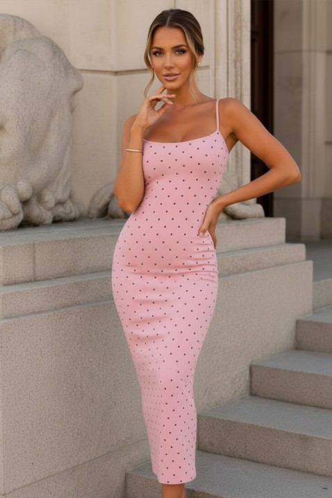 Uska midi haljina sa tufnicama i tankim bretelama JERONIMA PINK, Boja: roze, IVET.RS - Nova Kolekcija