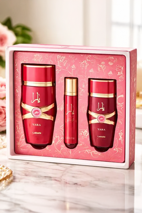 Ženski arapski komplet Lattafa Yara Candy Edp 100 ml + 12 ml Edp + Hair Mist 50 mlIVET.RS - Nova Kolekcija
