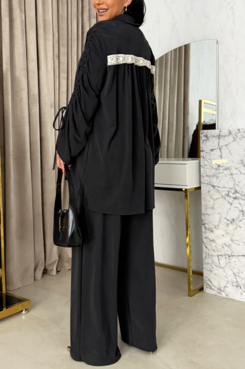 Ženski komplet od tri dela - top, široke pantalone i kimono SERIZENA BLACK, Boja: crna, IVET.RS - Nova Kolekcija
