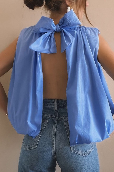 Elegantni ženski top sa otvorenim leđima i mašnom NERINITA BLUE, Boja: plava, IVET.RS - Nova Kolekcija