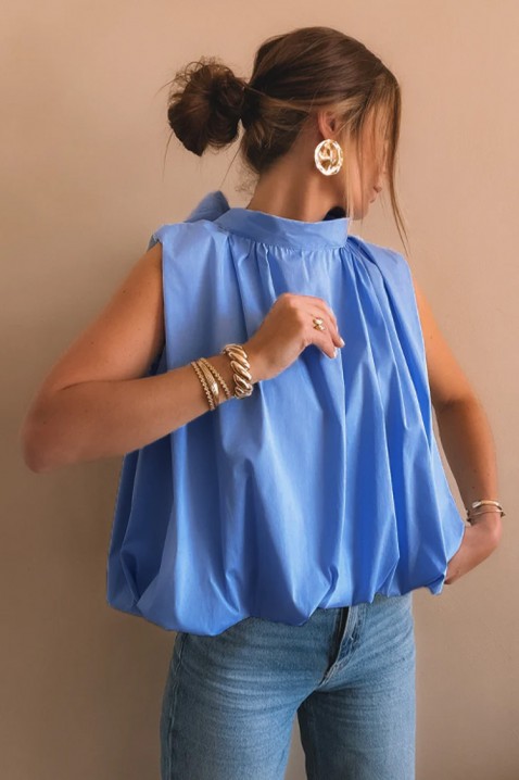 Elegantni ženski top sa otvorenim leđima i mašnom NERINITA BLUE, Boja: plava, IVET.RS - Nova Kolekcija