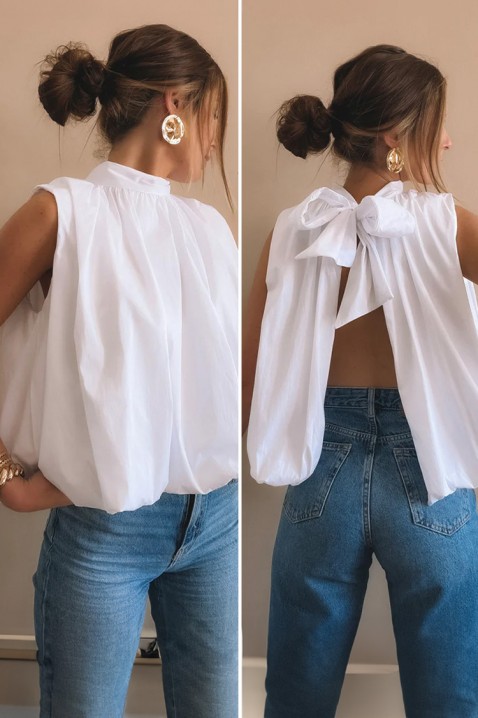 Elegantni ženski top sa otvorenim leđima i mašnom NERINITA WHITE, Boja: bela, IVET.RS - Nova Kolekcija