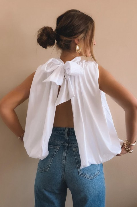 Elegantni ženski top sa otvorenim leđima i mašnom NERINITA WHITE, Boja: bela, IVET.RS - Nova Kolekcija