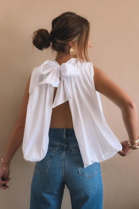 Elegantni ženski top sa otvorenim leđima i mašnom NERINITA WHITE, Boja: bela, IVET.RS - Nova Kolekcija