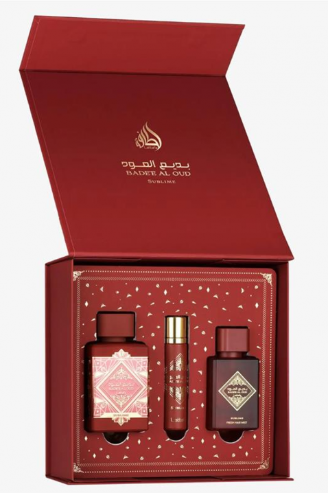 Unisex arapski komplet Lattafa Bade`e Al Oud Sublime Edp 100 ml + 12 ml Edp + Hair Mist 50 mlIVET.RS - Nova Kolekcija